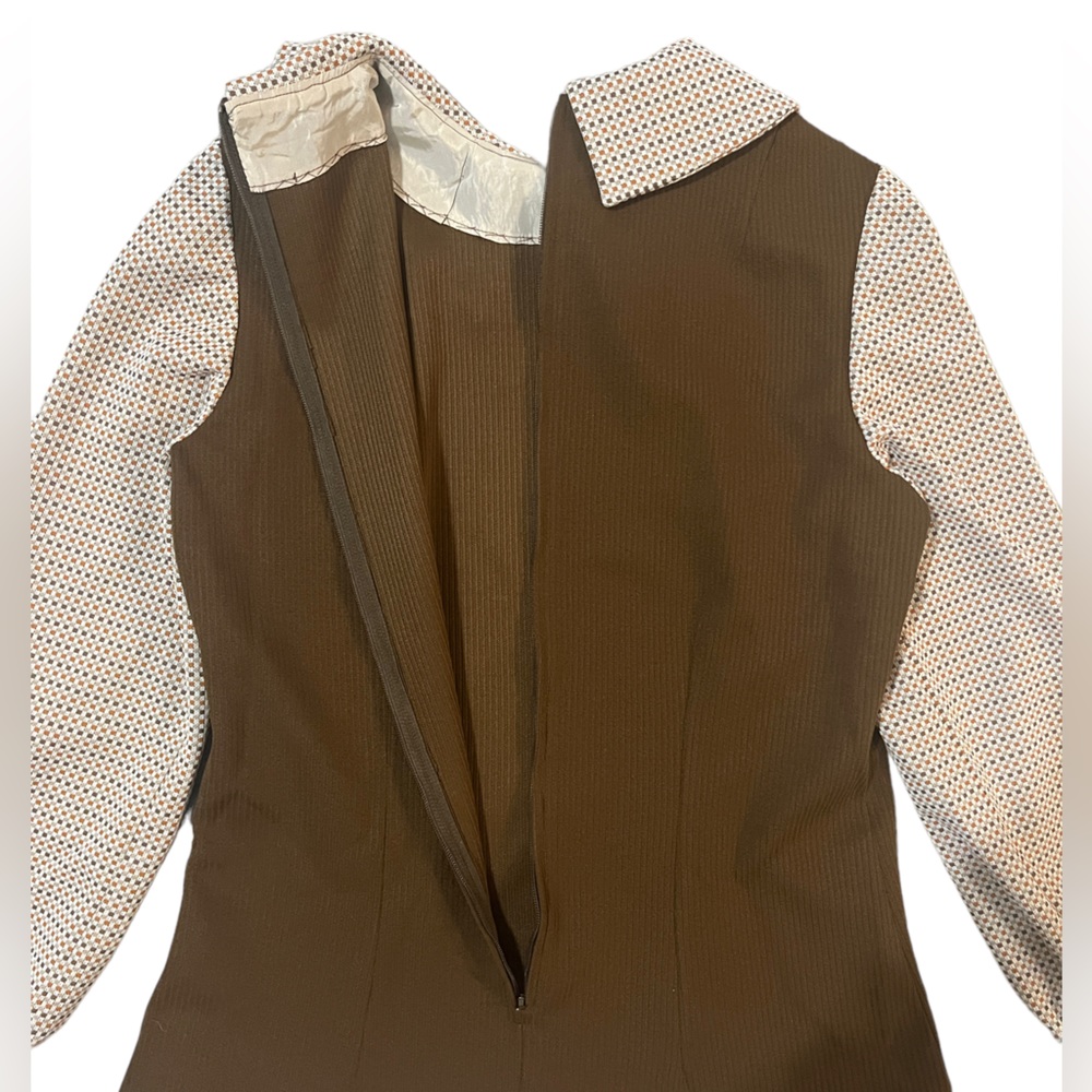 Vintage 60s Homemade A Line Dress Vest Top Pleated Skirt Schoolgirl Check - Picture 3 of 9